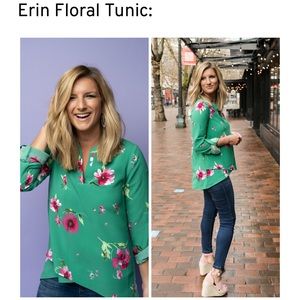 Gibson size S Erin Floral Crossover Tunic Blouse